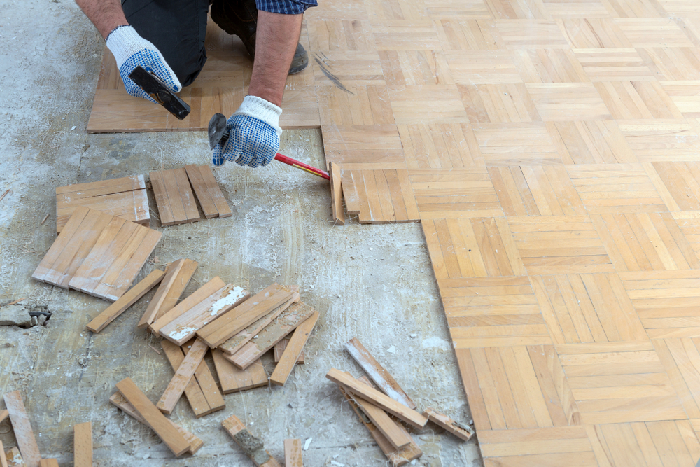 Removal of existing parquet flooring